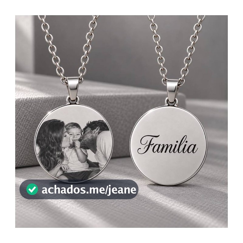 Colar aço inox fotogravada a laser amor eterno saudades memorias recordação familia amigos pai mães