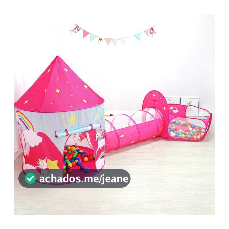 Barraca 3 em 1 Infantil Dobrável Piquenique das Princesas 3x1 Toca Tunel Com Variado Modelos