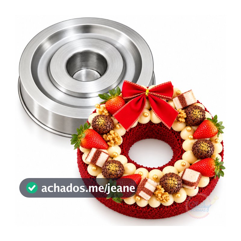 Forma para Bolo Guirlanda 26x6cm com Rebaixo para Recheio - Inove nesse Natal