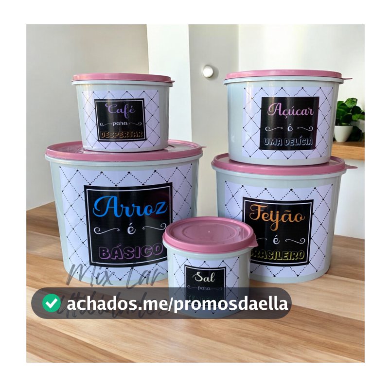 Kit de potes mantimentos de cozinha com 5 peças porta condimentos
