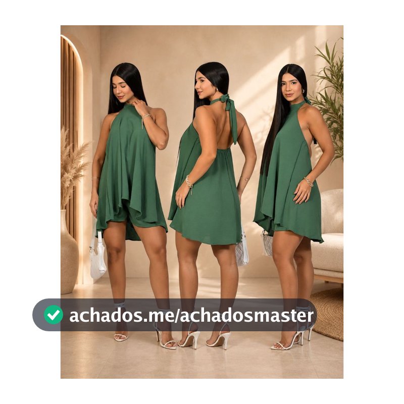 Conjunto Feminino Frente Única Vestido Macaquinho Soltinho Com Decote nas Costa Tendência Gola Alta