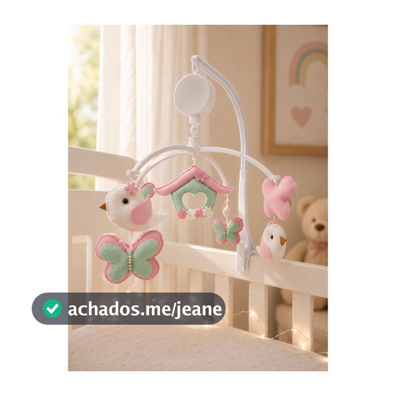 Móbile Musical e Giratório Brinquedo Berço Borboleta Passáros