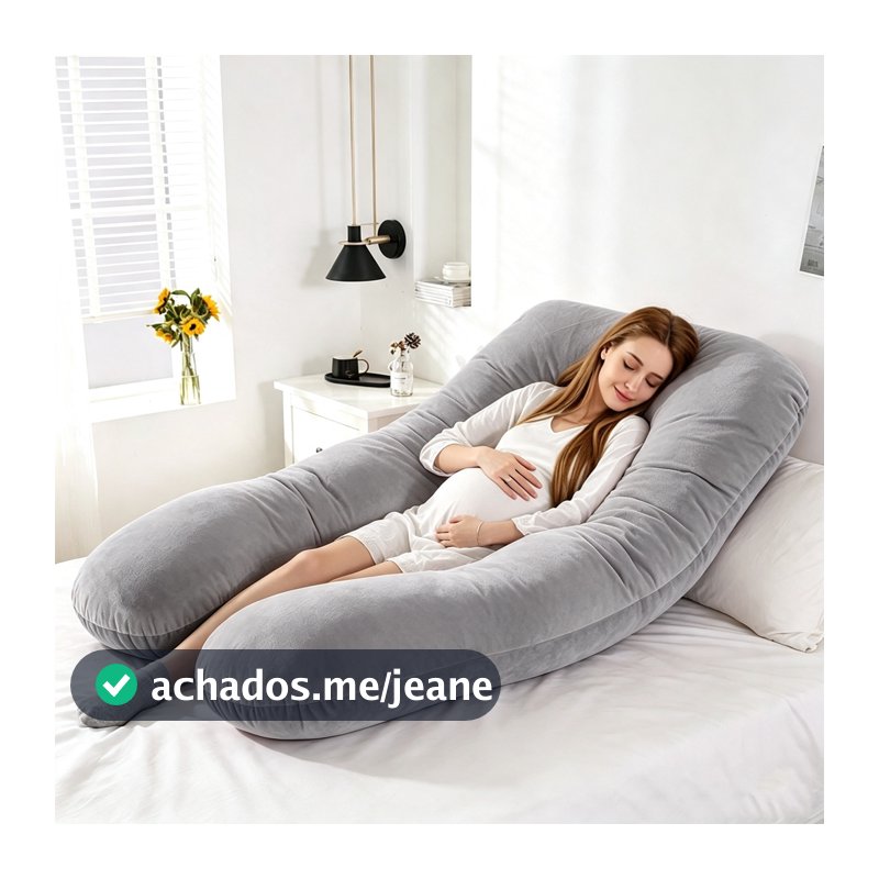 Travesseiro Corpo Inteiro Gestante LarBom 130x70cm Almofada em Formato U Conforto para Dormir e Amamentar