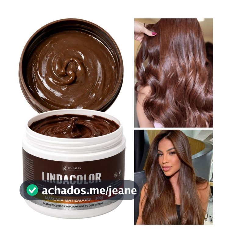 Máscara Tonalizante Chocolate Avelã Sem Amônia Resultado 100% Natural Hidratação Profunda Lindacolor