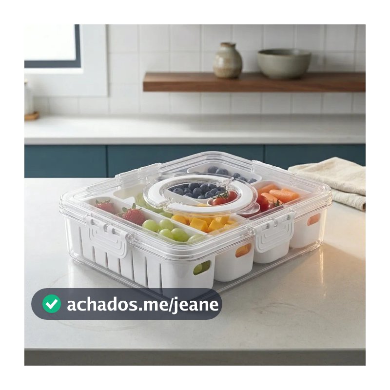Pote Hermético Organizador Geladeira Armário Cozinha C/ Alça Divisórias