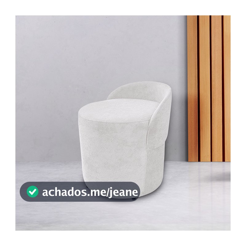 Puff Redondo Com Encosto Forma Orgânica para Sala Bouclé Yuri