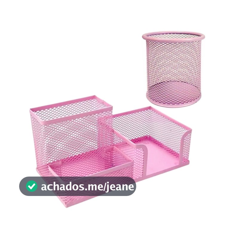 Kit Escritório Porta Caneta Lápis + Porta Treco Organizador Mesa