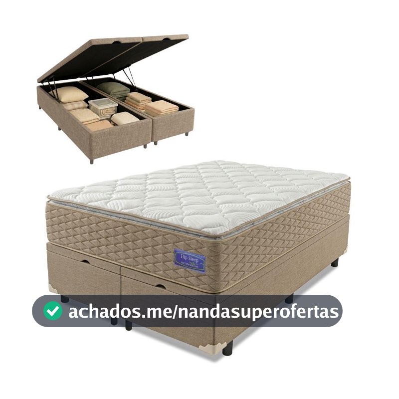 Cama Box Baú King Colchão Ortopédico Magnus Molas Superlastic Pillow Top 193x203x79cm Hip Sleep