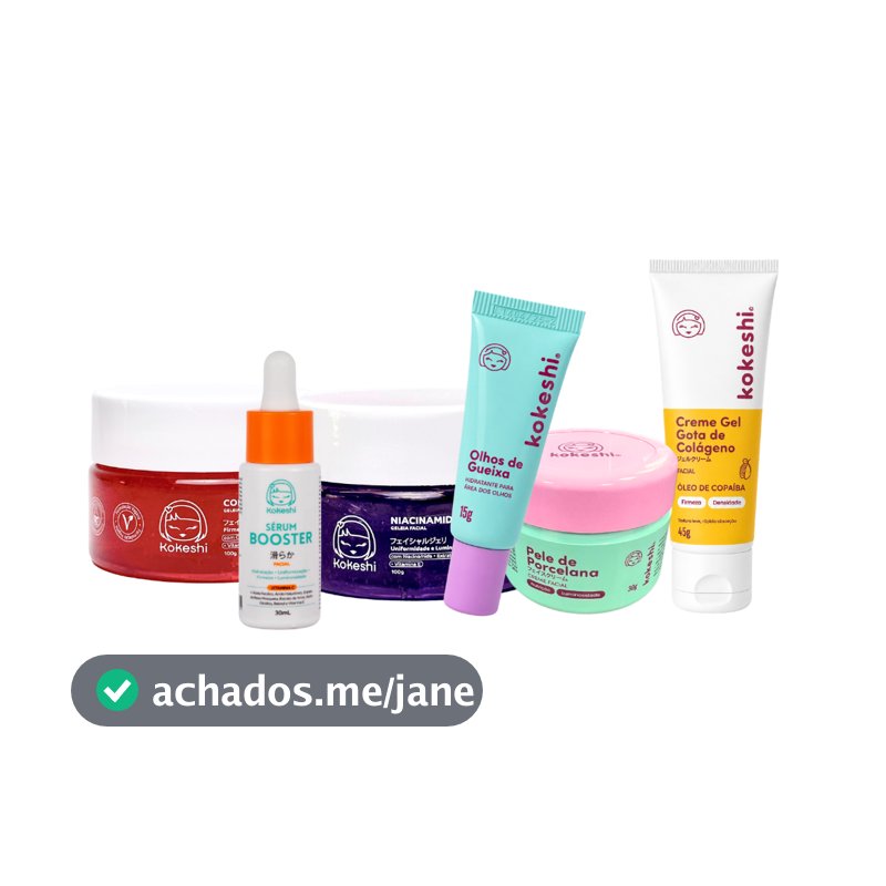 Kit Skincare Kokeshi Cosméticos Completo 6 Itens Hidratação e Tratamento Facial