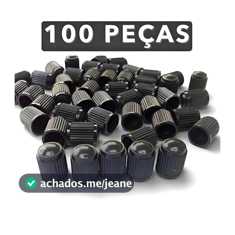 Kit 100 Tampinhas de Plástico Pretas Para Bico Válvula Pneu Carro Moto Bicicleta Original
