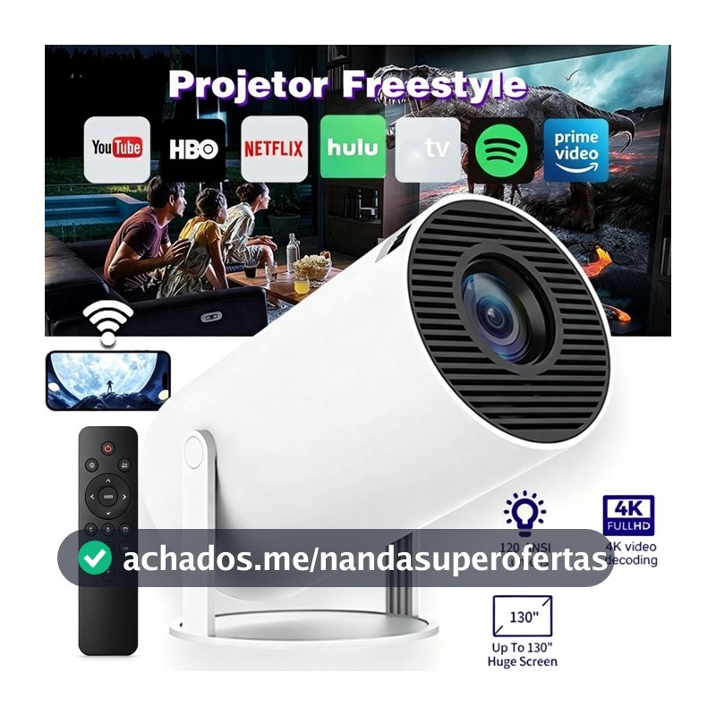 Projetor HY300 Original Portátil Smart Android 11 4K Ultra HD HDMI Wifi Bluetooth Alto Falante Embutido