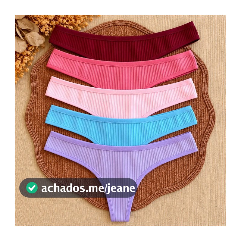 Kit 7 ou 10 Calcinhas Fio Dental de Algodão Canelado Feminina Conforto e Sensualidade para o Dia a Dia