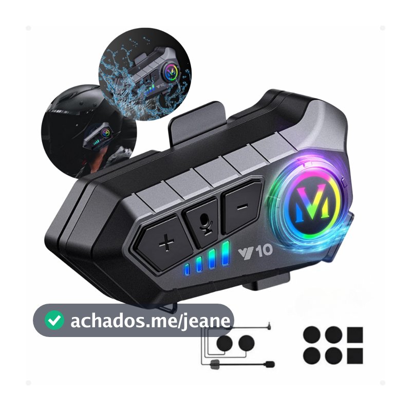 Fone De Ouvido Para Capacete Sem Fio Bluetooth Rgb