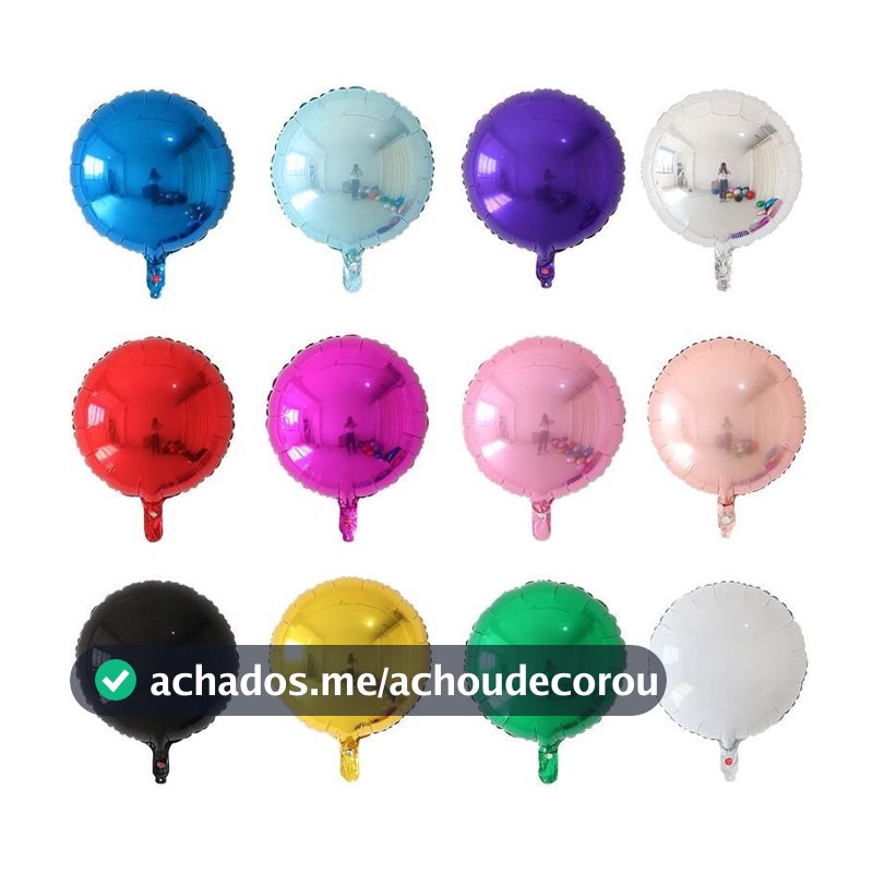 50 Balão Redondo Metalizado 9 Polegadas 21cm Festa Centro Mesa C90401