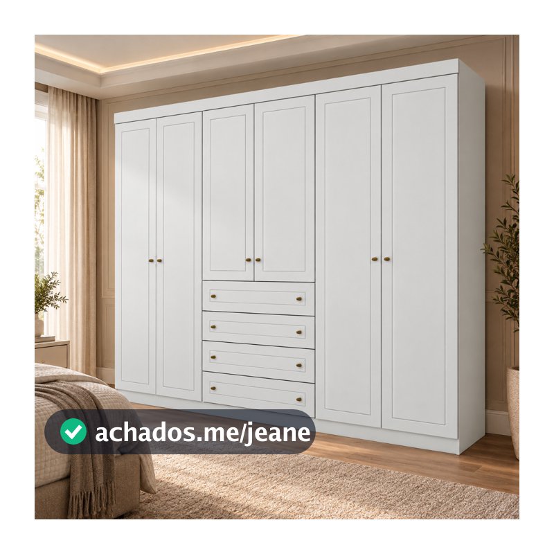 Guarda Roupa Casal Americano 6 Portas 4 Gavetas MDF/MDP Henn