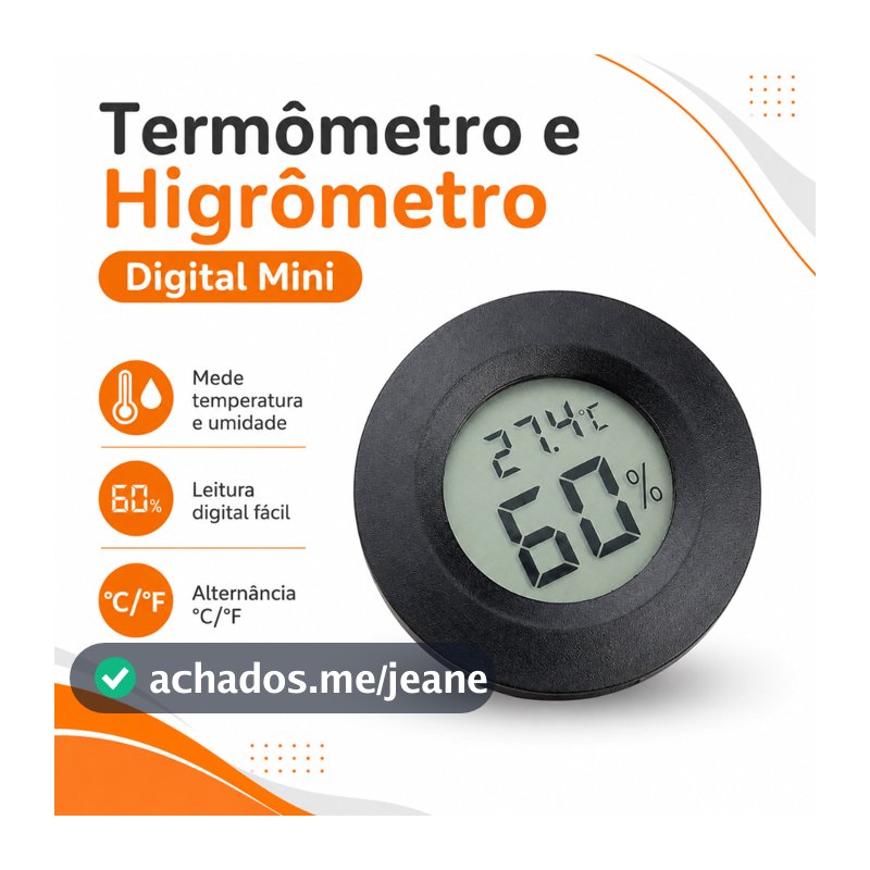Termômetro Higrômetro Digital Mini LCD Temperatura Umidade - Chocadeira | Terrário | Estufa | Impressora 3D