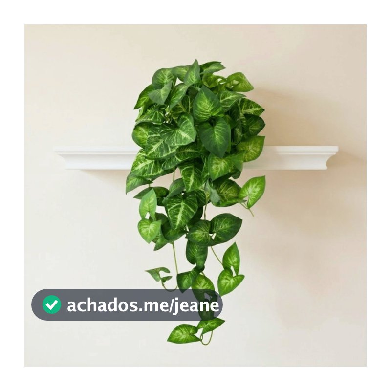 Arranjo Planta Artificial Jiboia Realista Com Vaso Branco Pendente Toque Natural Caída Prateleira