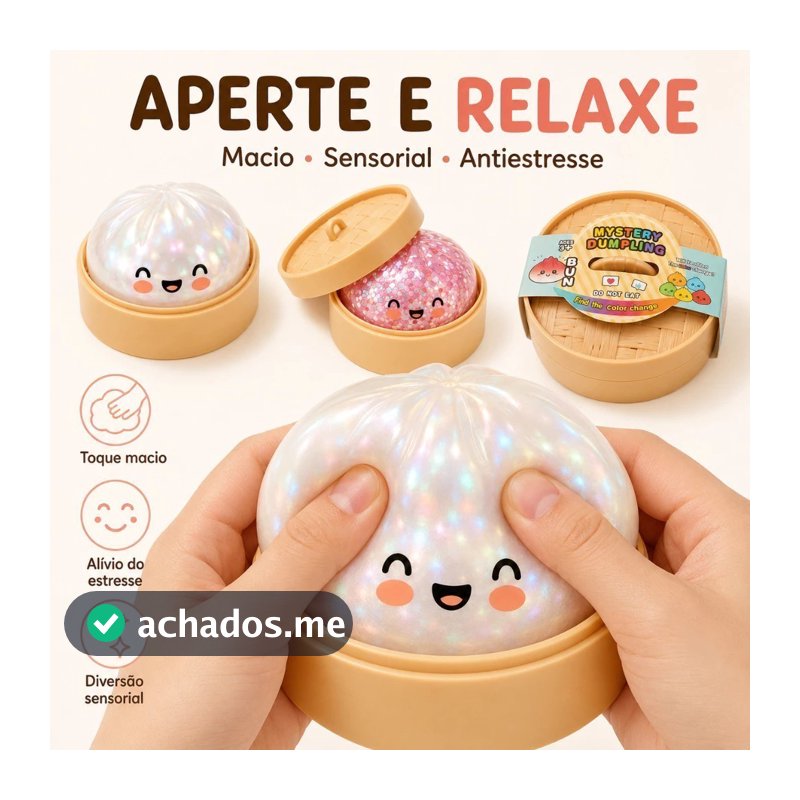 Squishy Bolinho Baozi Glitter Caixa Misteriosa Brinquedo Antiestresse Sensorial Kawaii Presente Criativo Fidget