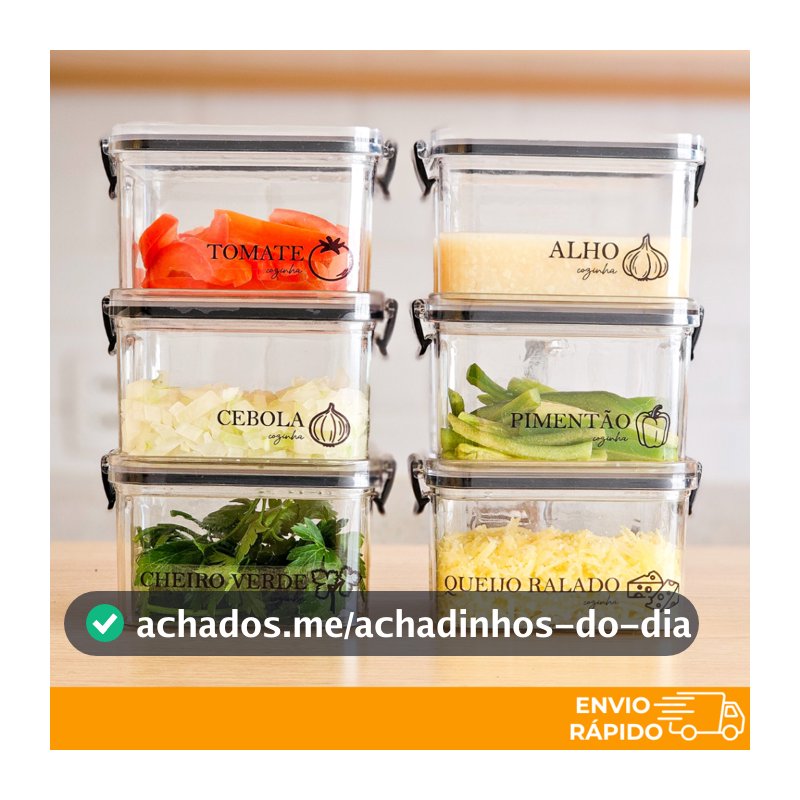 Potes Herméticos para Geladeira 460ml/950ml - Porta Mantimento, Geladeira, Alho, Cebola - Kits e individuais