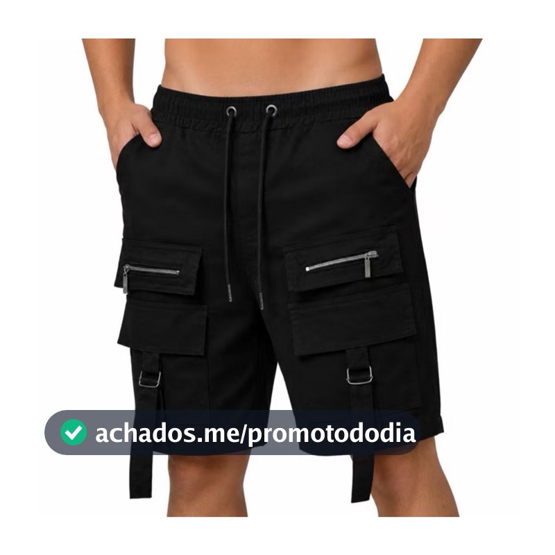 SHORTS CARGO STRETWEAR MASCULINO BOLSO FITAE ZÍPER