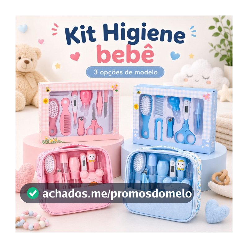 Kit Higiene Bebê Cuidados do Baby Até 13 Peças Pente Escova Tesoura Cortador De Unha