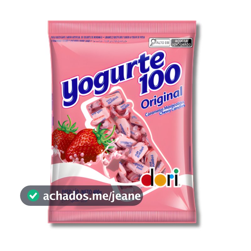 Balas Mastigável Yogurte 100 Original 400g Dori Festa Doces Atacado