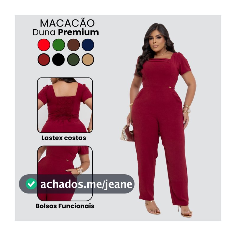 Macacão Longo Plus Size Duna Premium Sofisticado Com lástex modelador Bolsos Mangas