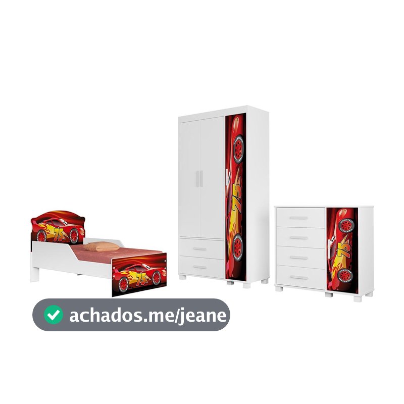 Quarto Infantil 3 Peças Com Mini Cama Carro Vermelho Z53    - Mpozenato