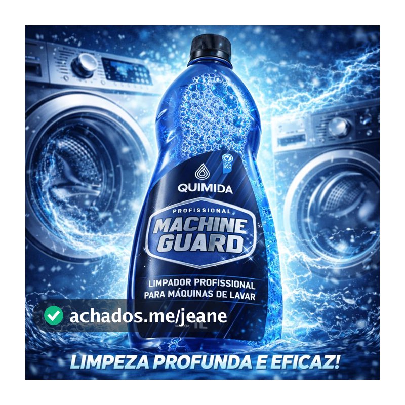 Limpador Máquina de Lavar 1L Remove Mau Cheiro e Sabão Acumulado Limpeza Profunda Profissional
