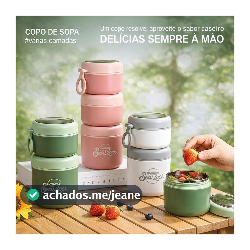 Kit até 3 Marmitas Inox 304 com Isolamento Térmico – 290ml a 530ml – Escolha o Kit Desejado