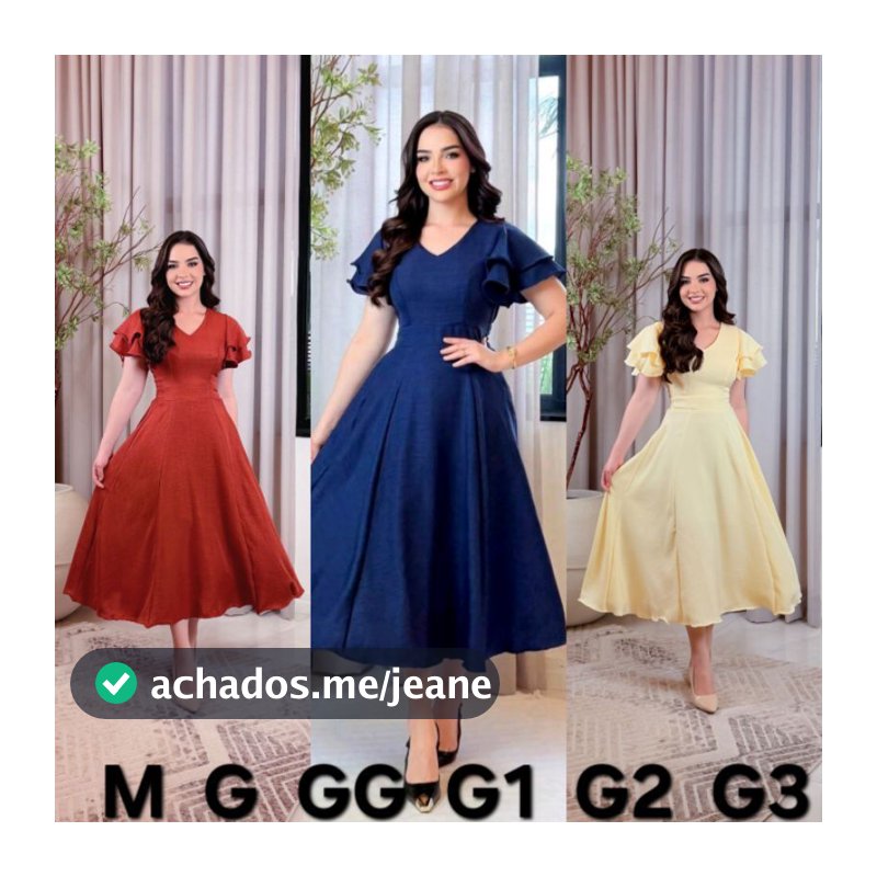 Vestido Midi DOIS BABADOS-Feminino Evangélico Plus Size Rodado Acinturado  Elegante Moda Modesta(P-ATE G3)