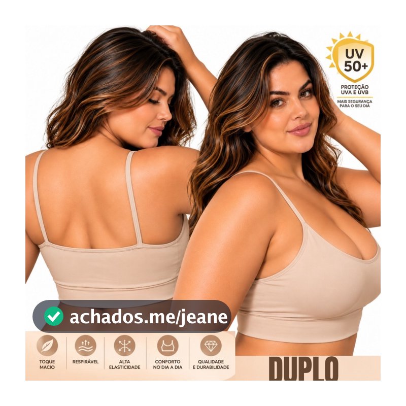 TOP CROPPED ALCINHA COM BOJO PROTEÇÃO UV POLIAMIDA PLUS SIZE 1