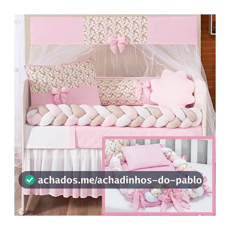 Kit Enxoval De Berço Ninho Trançado Redutor 15 Peças Modelos Menino Menina Qualidade Americano
