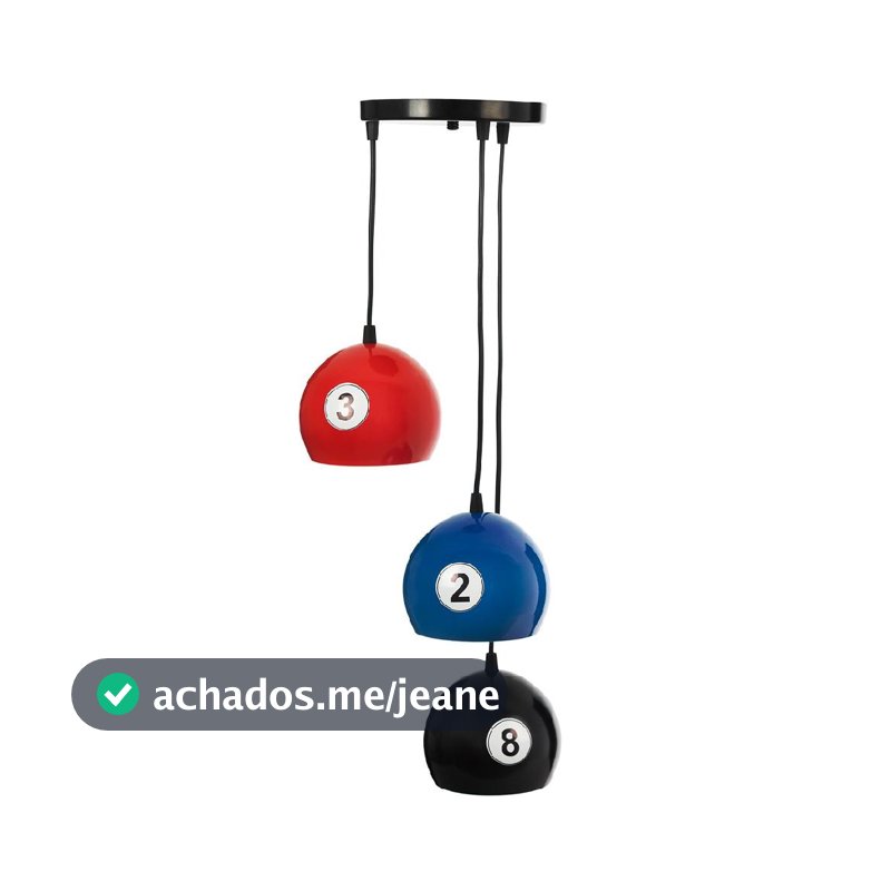 Lustre Pendente LowCost Triplo Bola Mesa de Bilhar Sinuca