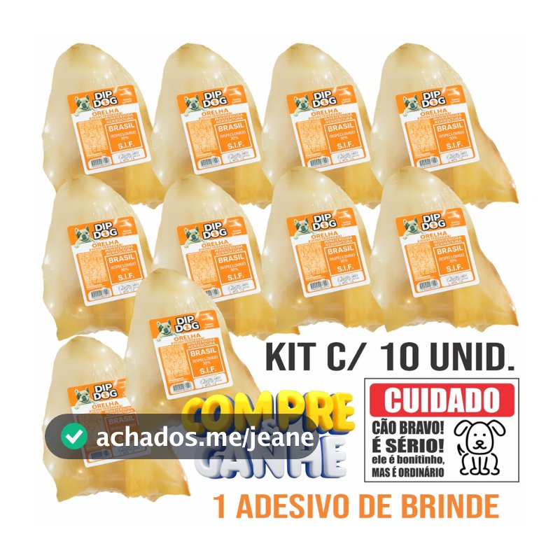 Kit Orelhas Bovinas Desidratadas Petisco Natural Para Cachorro Dip Dog Mordedor Envio Imediato
