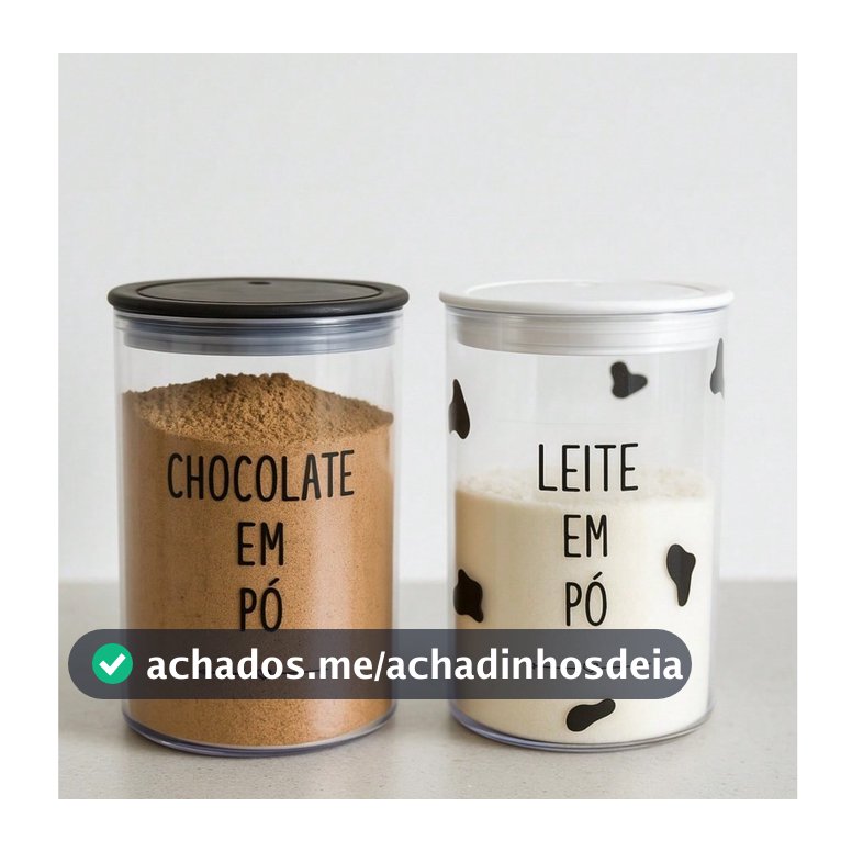 Pote Hermético Decorado 1L para Leite e Chocolate em Pó – Tampa Vedada