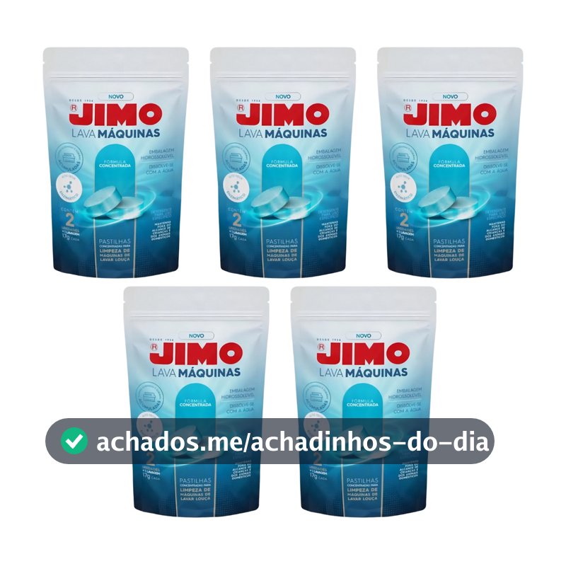 Kit 5 Sachês Limpa Máquinas de Lavar Louças Jimo com 2 Pastilhas Cada
