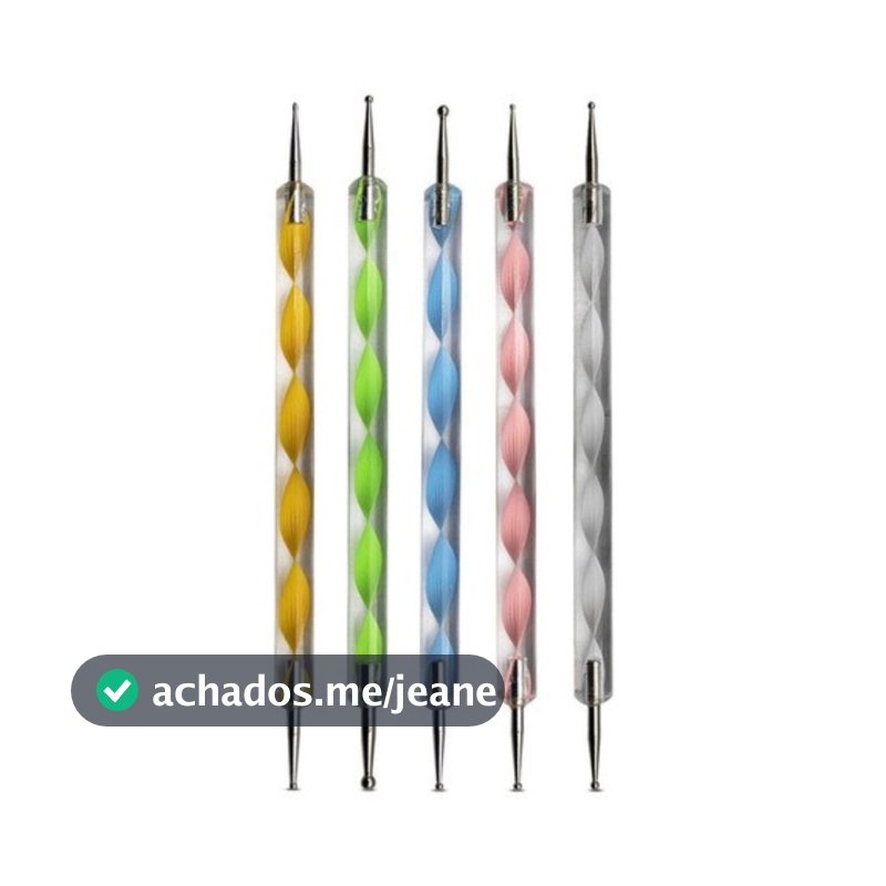 Kit 10 Boleadores em 5 Pincéis De Unha com Ponta Dupla Decoração de Unhas Profissional