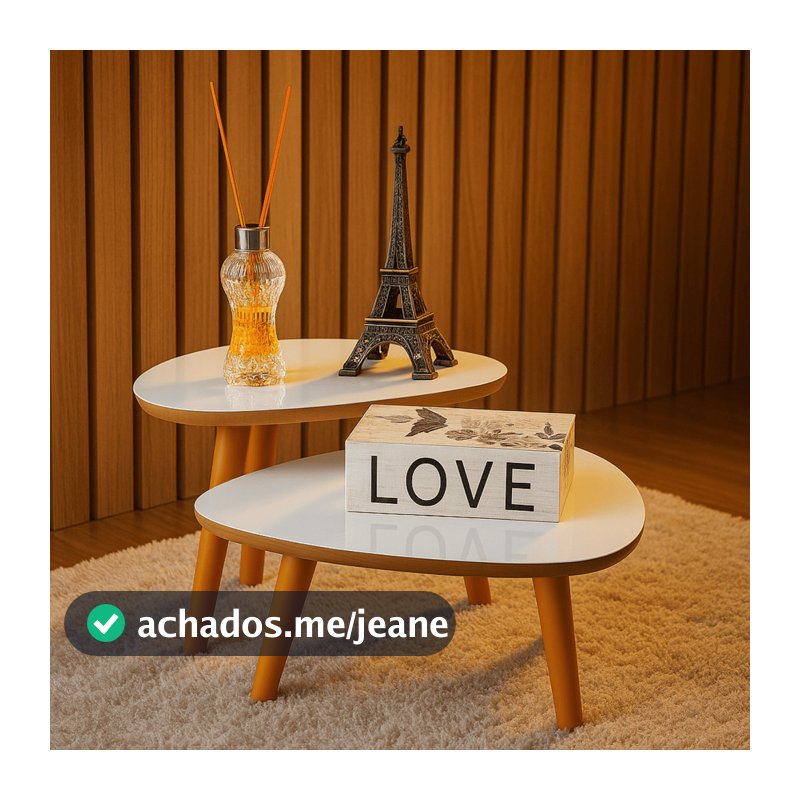 Conjunto 2 Mesas De Centro Francie Com Pés Plástico PVC Caramelo Para Sala De Estar Decorativa Elegante