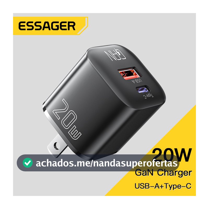 Essager 20W GaN USB Tipo C Carregador PD Carga Rápida Telefone QC 3.0 Carregadores Rápidos Para iP 14 13 12 11 Pro Max M