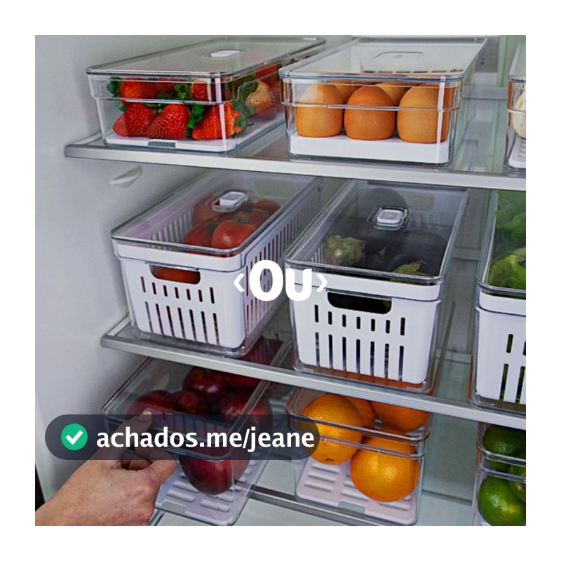 Kit 3 Organizadores de Geladeira Clear Fresh – Porta Ovos, Frutas e Legumes – OU