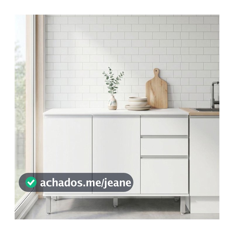 Balcão De Cozinha 119cm 3 Pts 2 Gav Nina Branco