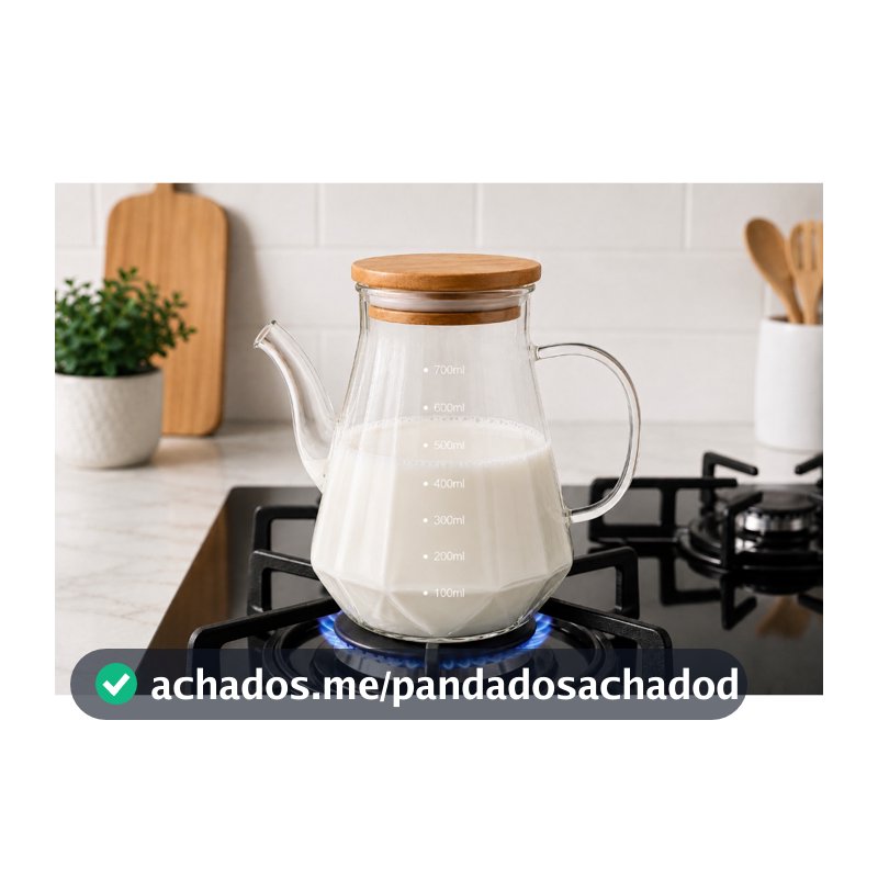 Bule Jarra de Vidro Borossilicato 750ml para Café Chá Leite Resistente ao Calor