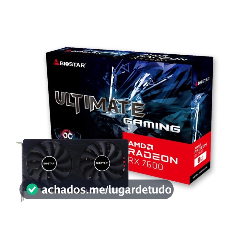 Placa De Vídeo Biostar AMD Radeon RX 7600 OC Ultimate Gaming, 8GB, GDDR6, FSR, Ray Tracing, VA76S6RM81
