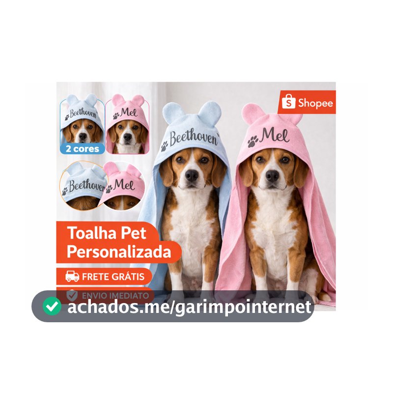 Toalha para Pet Personalizado com Nome capuz orelhinha Macho Fêmea