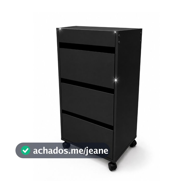 CARRINHO AUXILIAR GAVETEIRO  MADEIRA MDF COM 3 GAVETAS