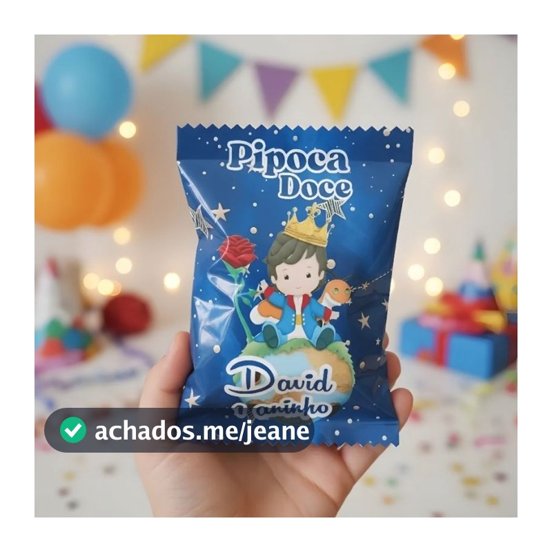 Lembrancinha Pequeno Principe Personalizada Festa Infantil Pipoca Doce 10 unidades