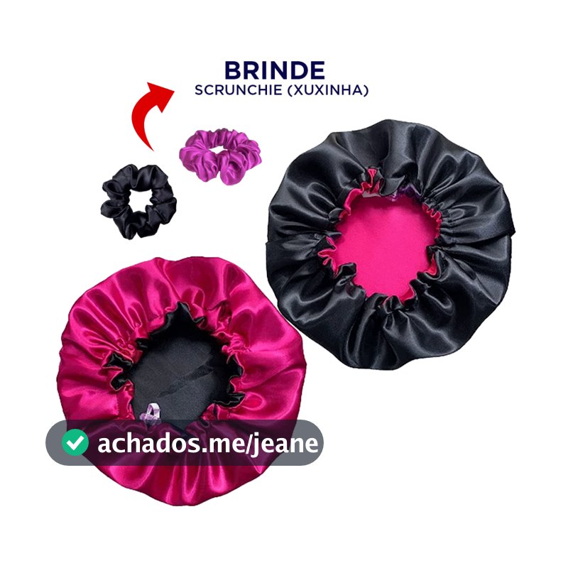 Touca Toca de Cetim Luxo Dupla Face Cabelo Dormir Antifrizz + Xuxinha