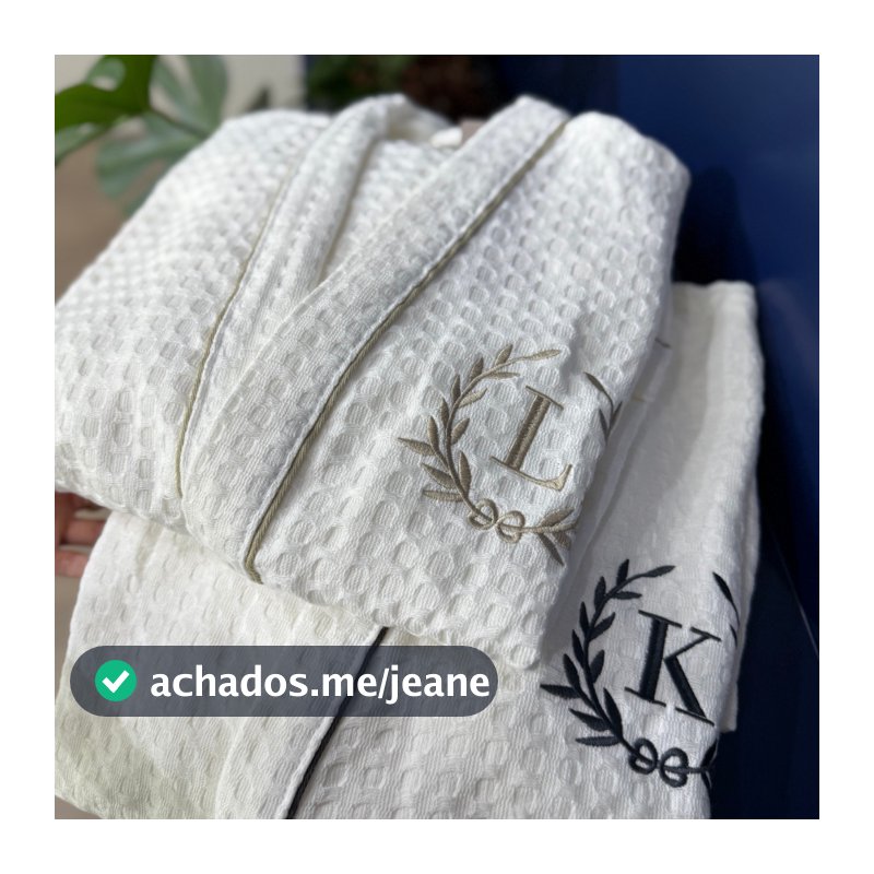 Roupão de Banho com Bordado Inicial do Nome Adulto Masculino e Feminino 100% Algodão Verão Inverno com bordado premium