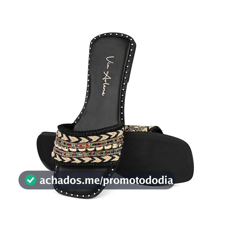 Sandália Rasteira Feminina Juta com Strass | Flat Confortável | Design Moderno Premium Verão 2026